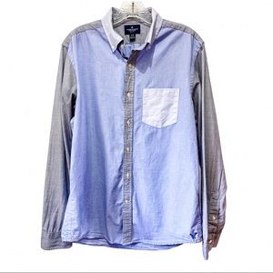 American Eagle Blue Gray Men’s Button Down Shirt M